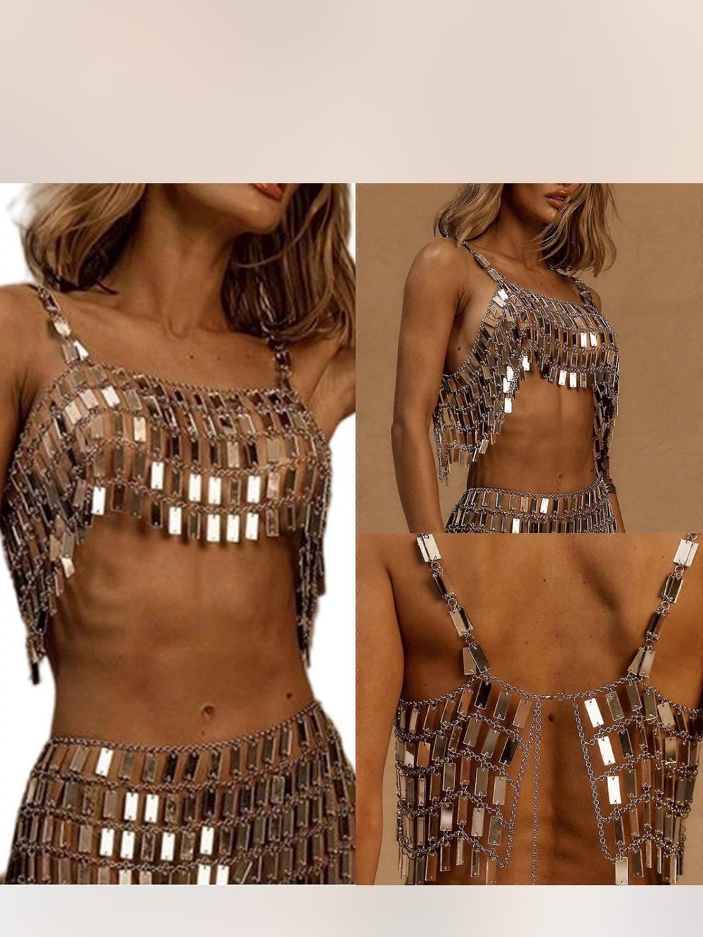 Metallic Silver Chainmail Set